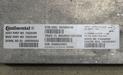numero de serie d'un radio continental