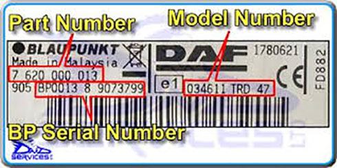 numero de serie d'un radio daf