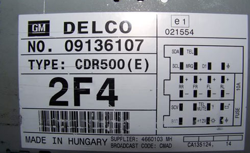 numero de serie d'un radio delco