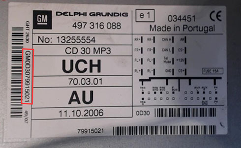 numero de serie d'un radio delphi grundig