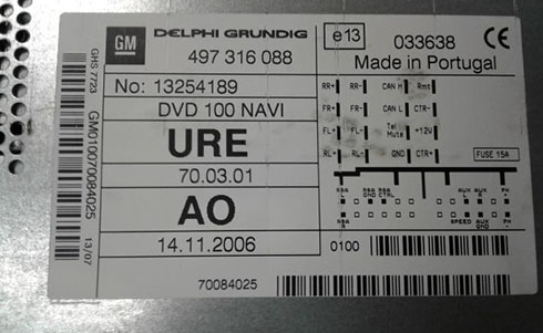 numero de serie d'un radio delphi grundig