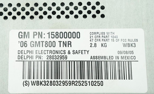 numero de serie d'un radio delphi