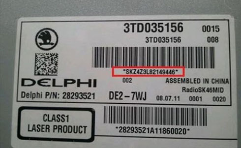numero de serie d'un radio delphi