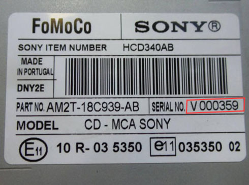 numero de serie d'un radio fomoco
