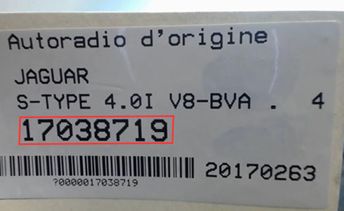 numero de serie d'un radio jaguar