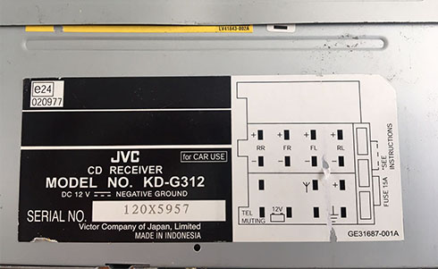 numero de serie d'un radio jvc