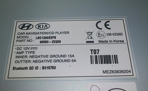 numero de serie d'un radio kia
