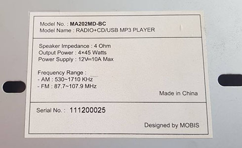numero de serie d'un radio mobis