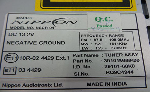 numero de serie d'un radio nippon audiotronix