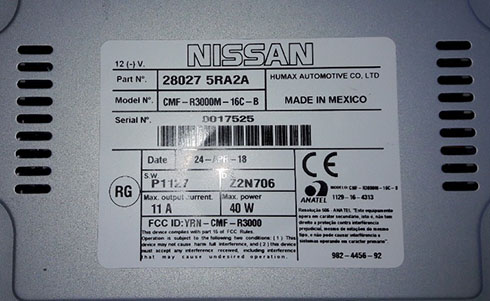 numero de serie d'un radio nissan