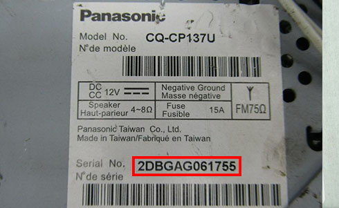 numero de serie d'un radio panasonic