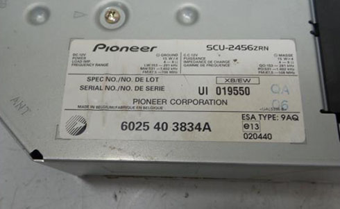 numero de serie d'un radio pioneer