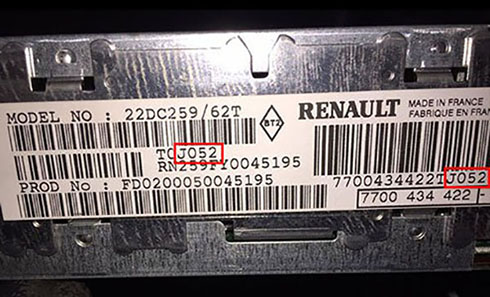 numero de serie d'un radio renault