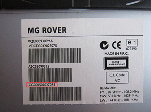 numero de serie d'un radio rover