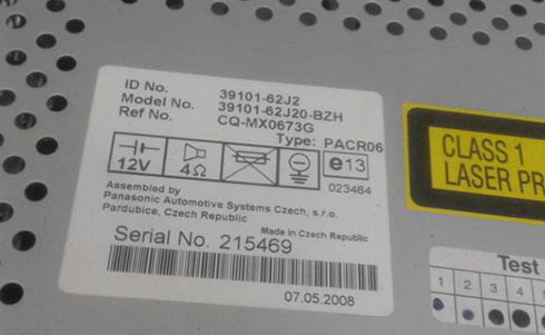 numero de serie d'un radio santana