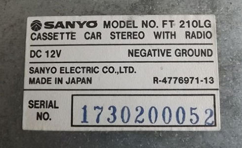 numero de serie d'un radio sanyo