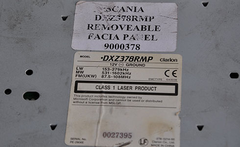 numero de serie d'un radio scania