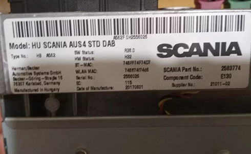 numero de serie d'un radio scania