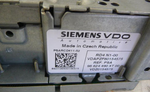 numero de serie d'un radio siemensvdo
