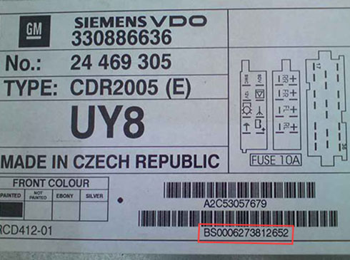 numero de serie d'un radio siemensvdo