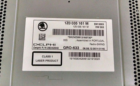 numero de serie d'un radio skoda