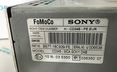 numero de serie d'un radio sony