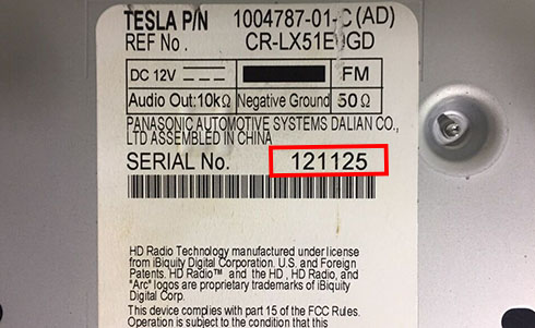 numero de serie d'un radio tesla