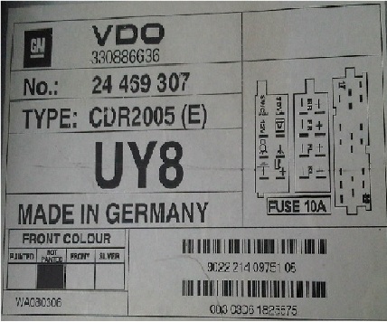 numero de serie d'un radio vauxhall