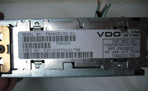 numero de serie d'un radio vdo