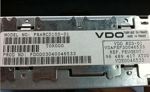 numero de serie d'un radio vdo
